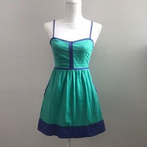 COPE S Nautical Aqua and Navy Fit and Flare Dress wit Pockets!